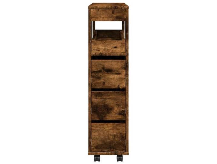Promotion mai  * Meuble étroit de salle de bain à roulettes - Armoire WC - chêne fumé EU10129855272