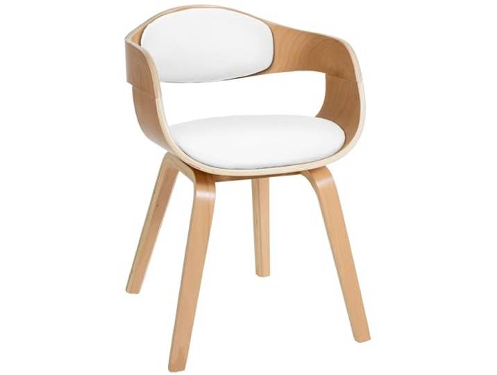 CLP Esszimmerstuhl ergonomisch Kingston, gepolsterte umlaufender Rückenlehne, Kunstlederbezug & Holzgestell, belastbar bis 150 kg, Farbe:Natur/weiß
