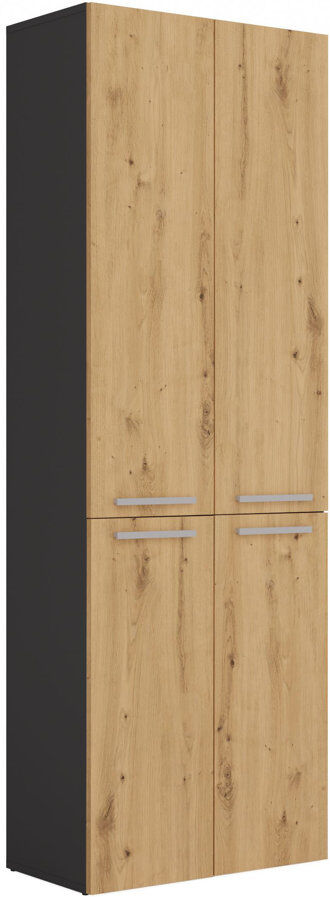 Latitude Run Cambree Freestanding Linen Cabinet Black/Oak 174cm H X 60cm W X 30cm D