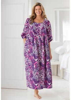 Plus Size Women's Print Lounger by Only Necessities in Plum Burst Mixed Animal (Size 3X)