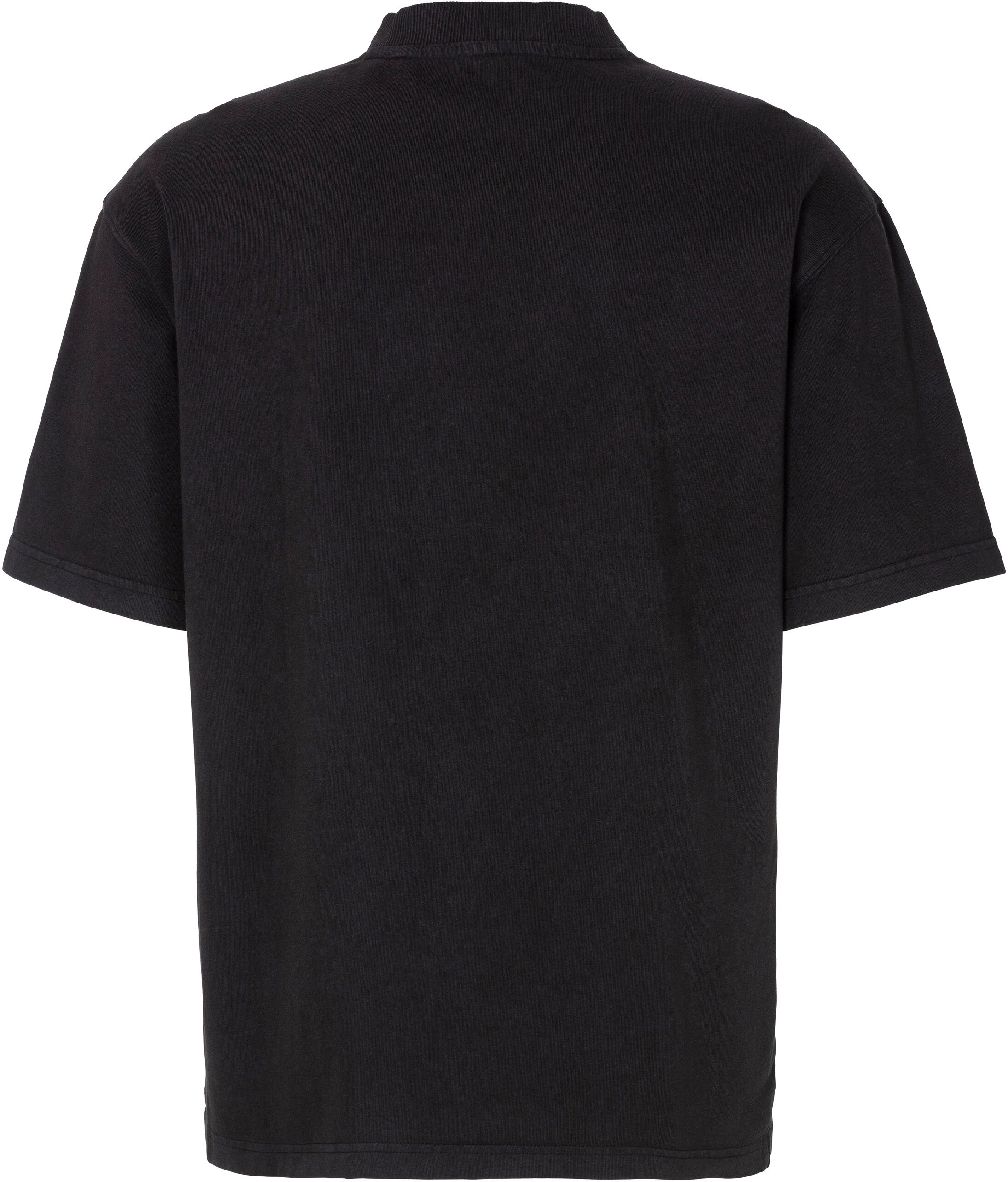 T-Shirt BOSS ORANGE "Te Dye Relaxed Fit", Herren, Gr. XXL, schwarz (schwarz001), Single Jersey, Obermaterial: 100% Baumwolle, unifarben, relaxed fit normal, Rundhals, eingesetzt,weit eingefasste Kante, Shirts T-Shirt, 100% Cotton Jersey Mock Neck Logo Cen