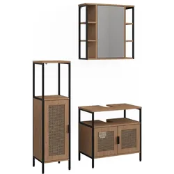 Vicco, Badmöbelset, Badmöbel-Set Linara, Eiche, 3er Set