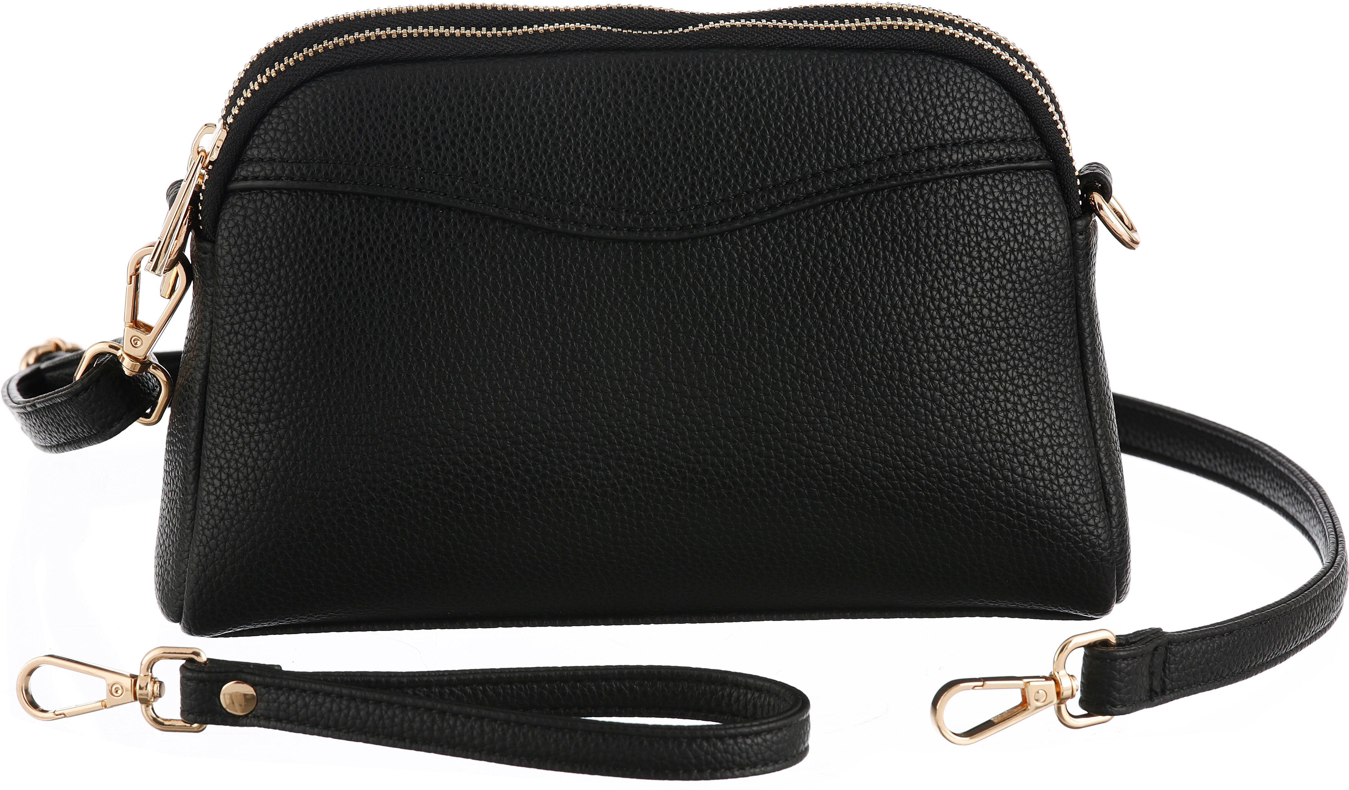 Umhängetasche ANISTON ACCESSOIRES, Damen, Gr. B/H/T: 23cm x 15cm x 5cm, schwarz, Lederimitat, Taschen Umhängetasche, Damen Handtasche, Schultertasche - NEUE KOLLEKTION schwarz B/H/T: 23cm x 15cm x 5cm