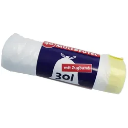 Müllbeutel Ulith mit Zugband weiß 30 L 16 my, 40 St/Rolle HDPE Material, Maße ca. 500 x 600 mm