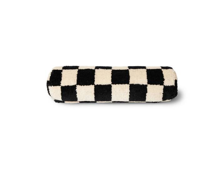 HKliving - Wollkissen, Ø 13 x 50 cm, black and white statement
