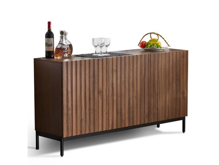 Modenvie Sideboard 150/40/80 cm aus MDF mit 3D-Wellendesign Dunkelbraun, 150x80x40 cm, Kleinmöbel, Kommoden, Sideboards