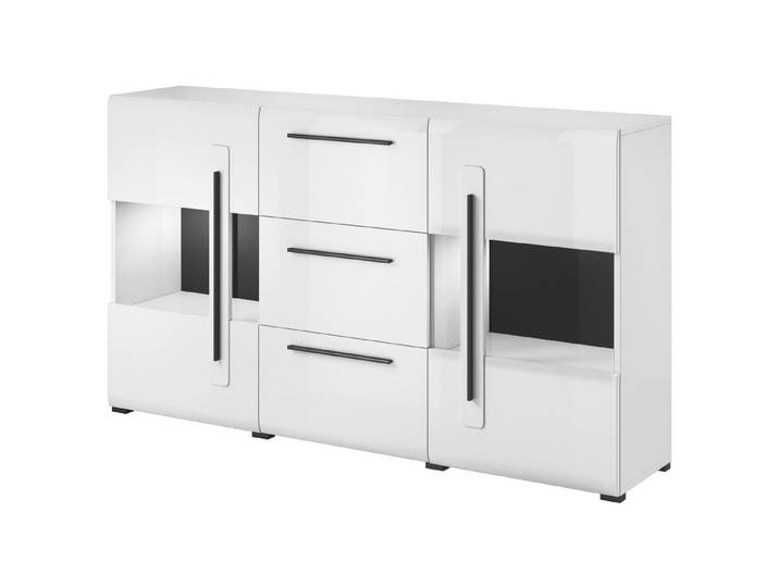 Beautysofa Kommode mit zwei Türen TULSA (Gehärtetes Displayglas, mit Einlegeböden, Modernes Design), zeitloser Stil, geräumige Regale