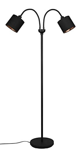 Reality Leuchten Tommy vloerlamp, zwart en goud, metaal en stof, 2x E14