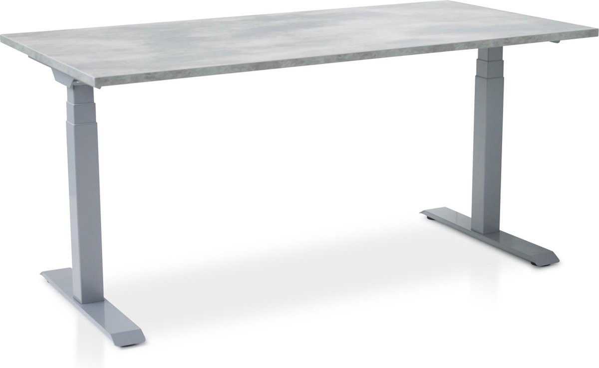 Lineaflex MRC Pro elektrisch verstelbaar zit-sta bureau met aluminium frame en betonlook blad, B/D: 180 x 80 cm