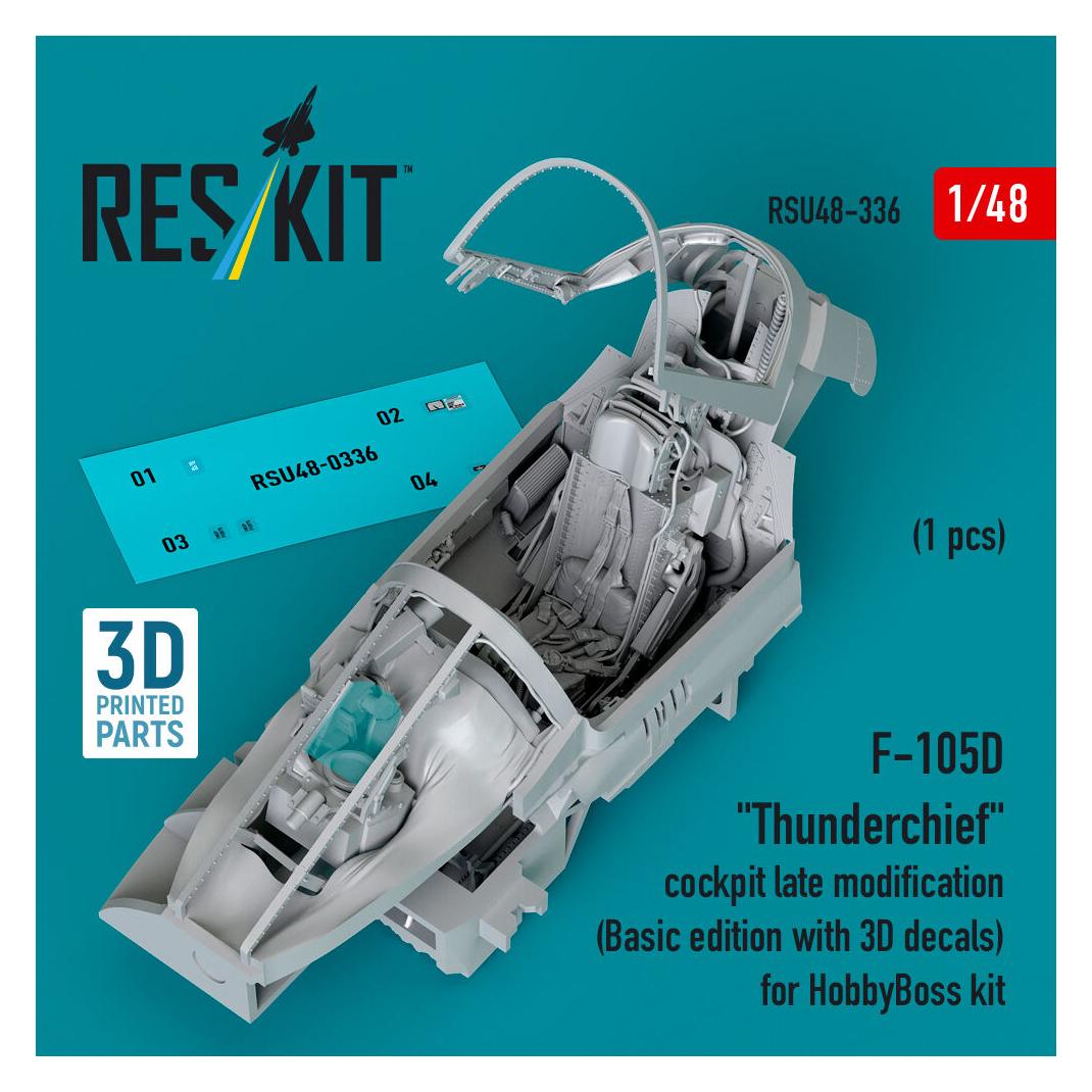 ResKit F-105D Thunderchief cockpit late modification (Basic edition with 3D decals) for HobbyBoss kit (3D P (RSU48-0336)