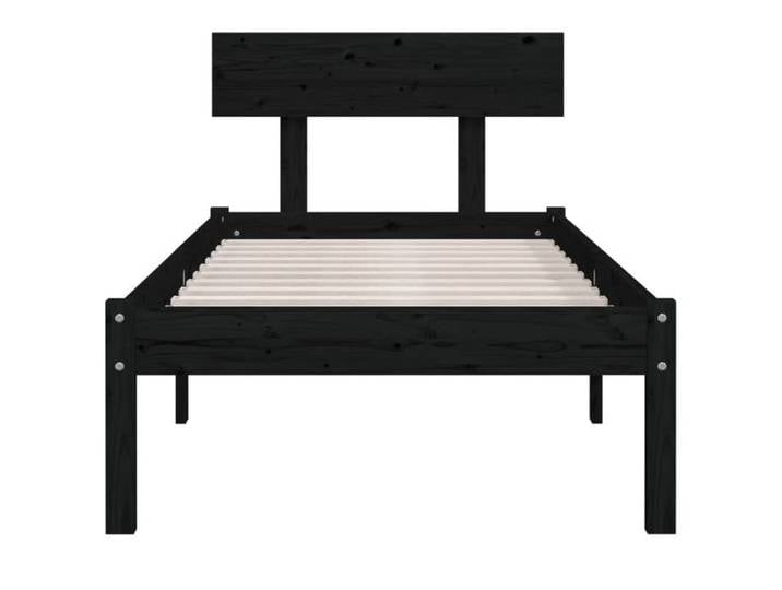 Lit Noir - BMK - Cadre de lit - sans matelas - Contemporain - noir bois massif - Lit chambre&303377
