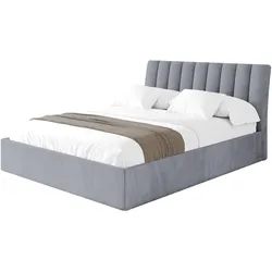 POLSTERBETT mit Bettkasten und Lattenrost, Boxbett ohne Matratze - ILAN 160x200 Grau