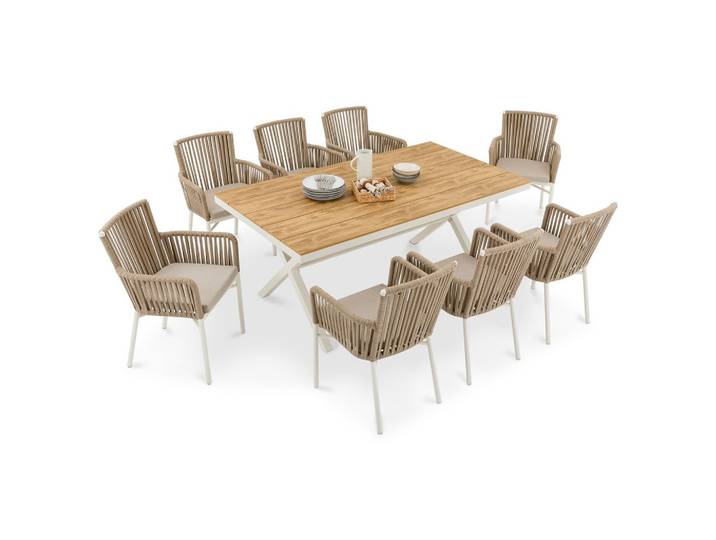 GARTENMÖBEL SET AFUERA 9er Set natur, weiß