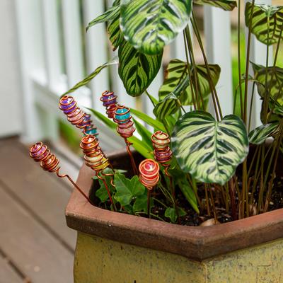 Evergreen "13""H Plant Pick, Copper Wire Art Glass, Set of 9"