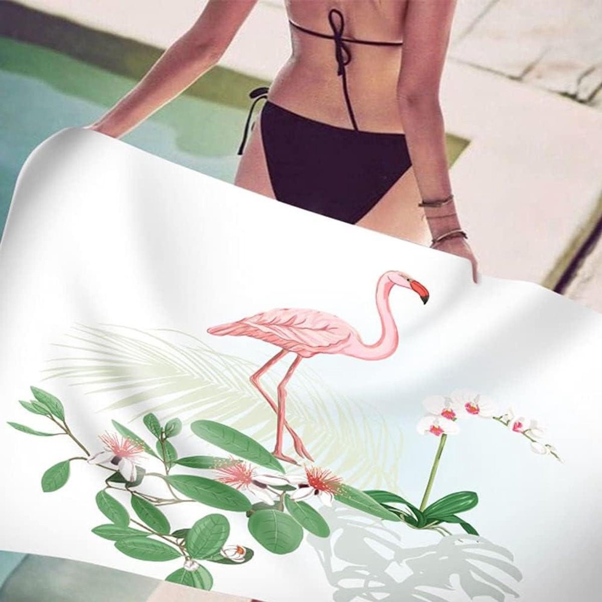 Strandlaken Microvezel Flamingo - Sneldrogende Reishanddoek - 75 x 150 cm