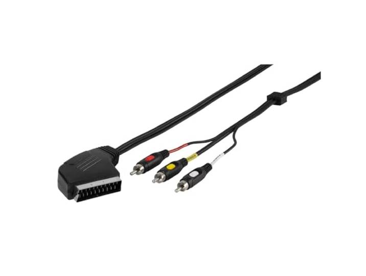 Vivanco 5 m adapterkabel Scart 3x RCA Composite Audio Video IN/OUT schakelaar