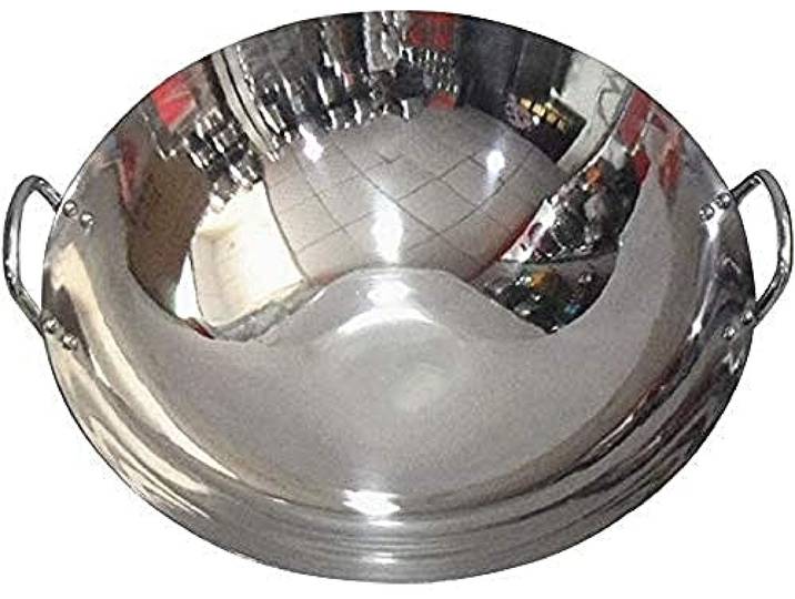 ASerZenith Edelstahl Wok - Pfanne - mit Zusatzgriff - Mehrzweckbratpfanne aus Edelstahl - Topfdurchmesser: 50 cm - Bratpfanne(Pot Diameter:60 cm)