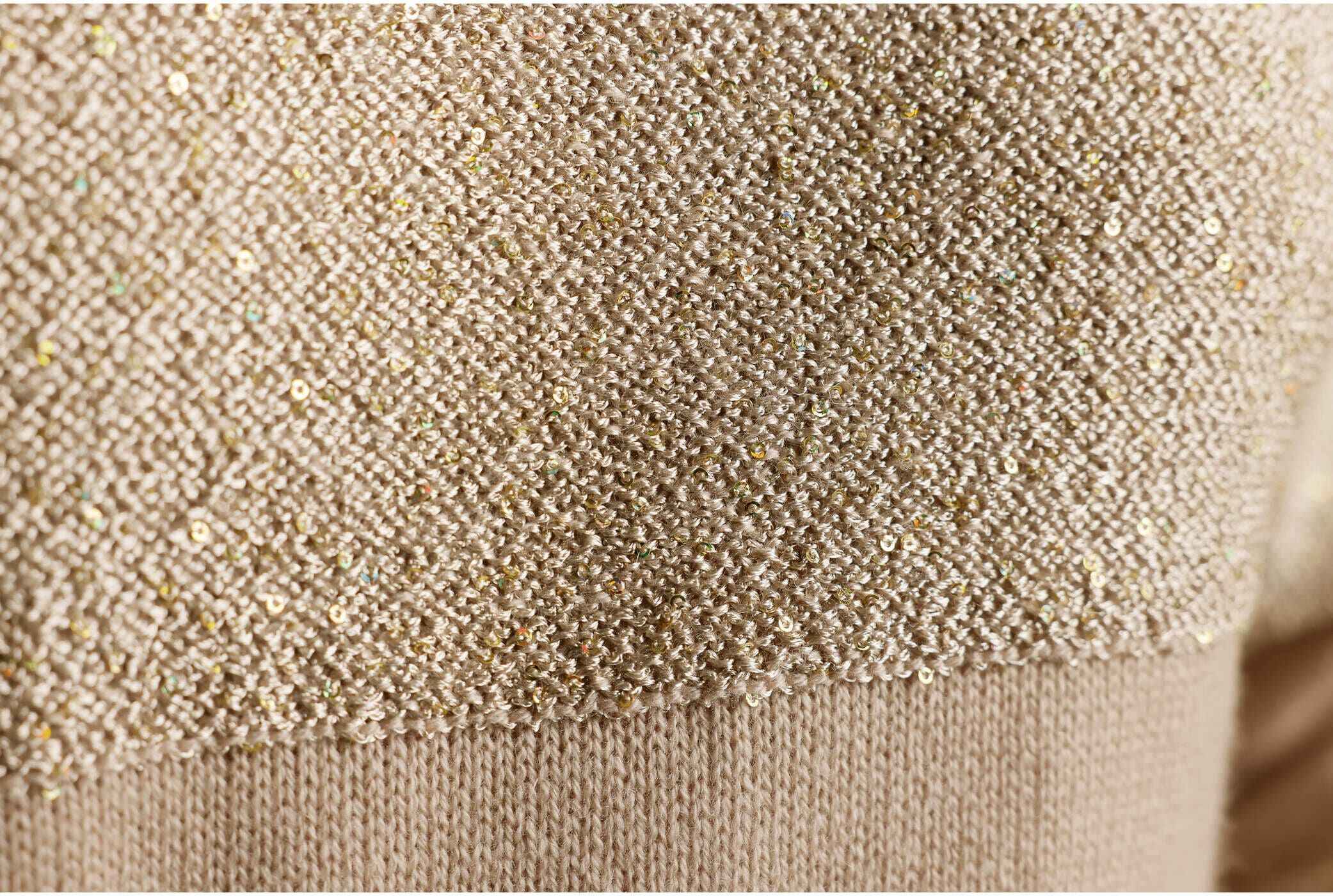 Strickpullover CREATION L "Merino-Kaschmir-Pullover Wollpullover mit Paillettengarn", Damen, Gr. 44, beige, Strick, , Modisch, Pullover Strickpullover