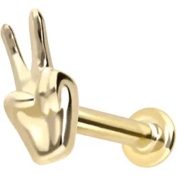 14 Karat Gold Labret mit Innengewinde PEACE-ZEICHEN