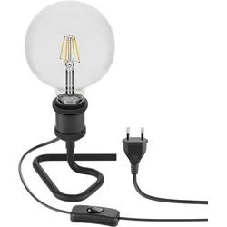 ledscom.de Tischlampe RETRA, Schalter, schwarz + LED Lampe 838lm warmweiß