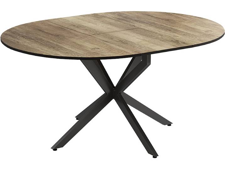 Vicco Eettafel Loyd\, Eiken rustiek/Zwart\, 120 x 76.5 cm Uitschuifbaar