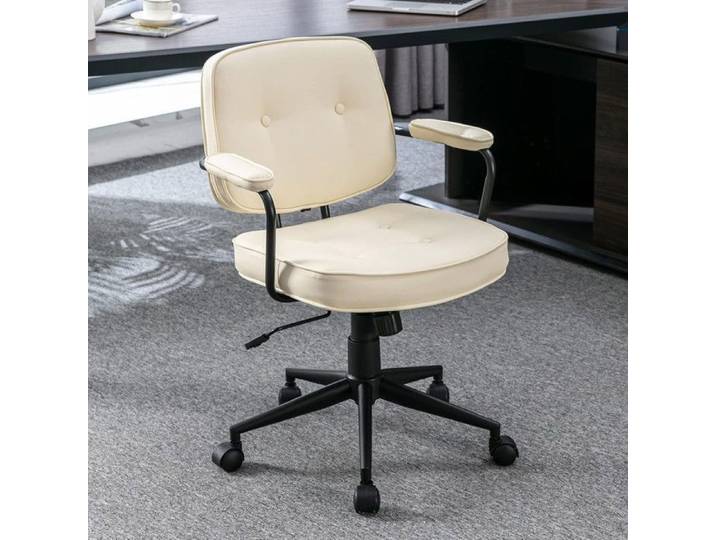Wahson Chaise de Bureau Pivotante Moderne en Similicuir Fauteuil Bureau Réglable en Hauteur Chaise à roulettes pour Bureau Blanc