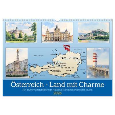 Österreich - Land mit Charme (Wandkalender 2026 DIN A3 quer), CALVENDO Monatskalender