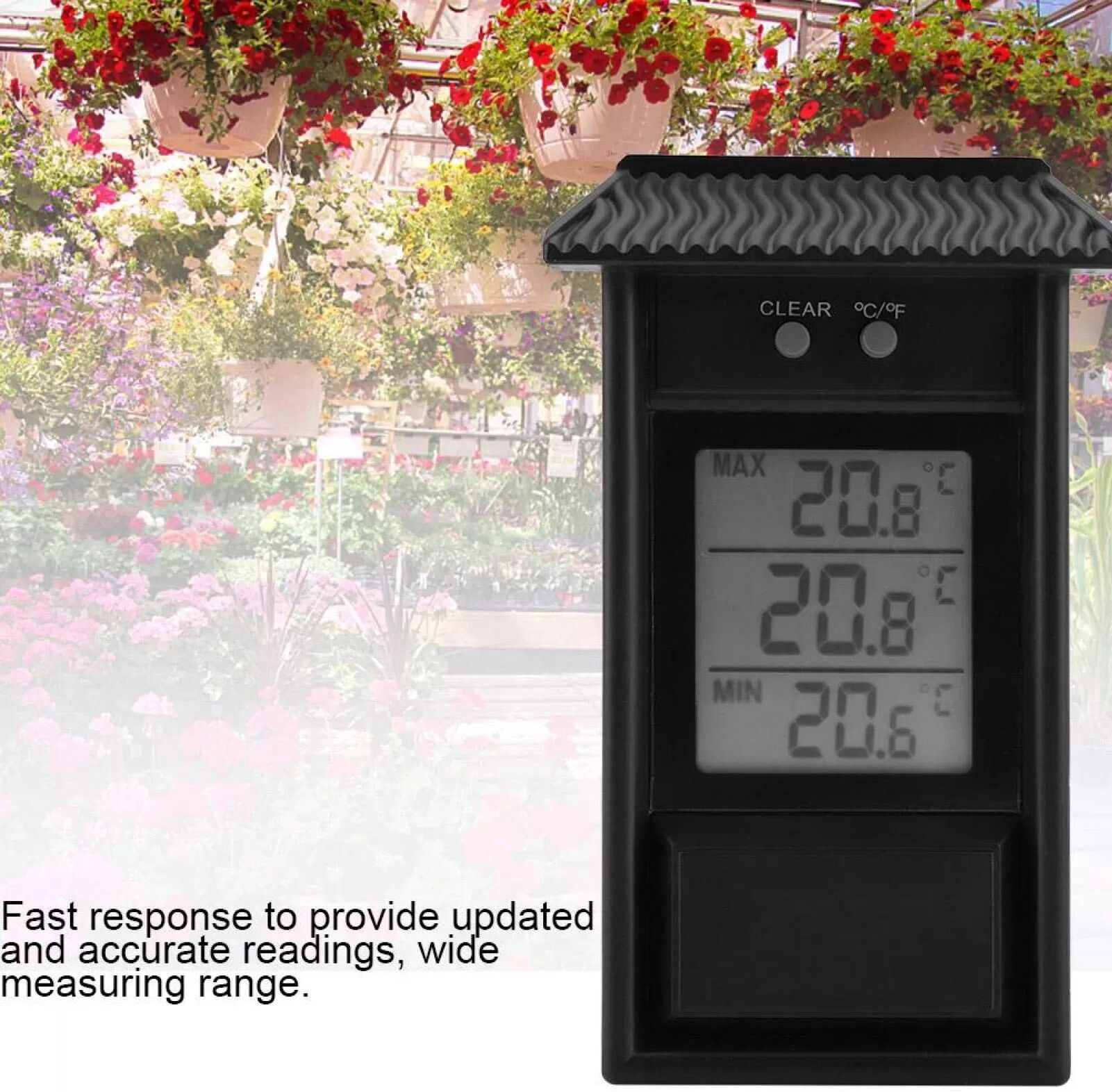 INF Jauge de température électronique pour paysage extérieur Le noir