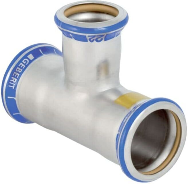 Geberit Raccord en T gaz Mapress d= 54x22x54mm, réduit, acier inoxydable (34048)