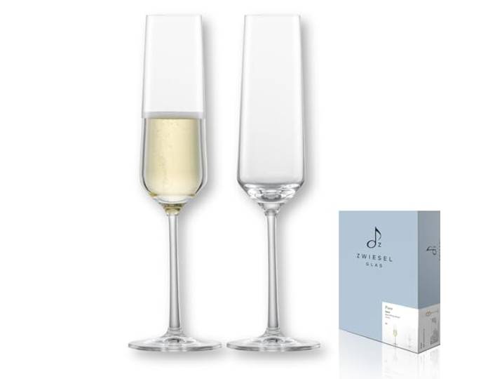 Zwiesel Glas Sektgläser Pure (2 Stk), Made in Germany anmutige Champagner Gläser mit Moussierpunkt, spülmaschinenfeste Tritan®-Kristallgläser