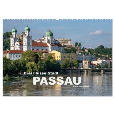 Drei Flüsse Stadt Passau (Wandkalender 2027 DIN A2 quer), CALVENDO Monatskalender