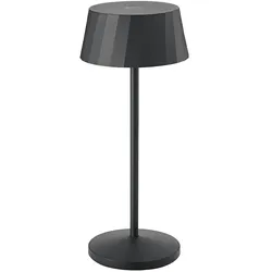 SIGOR LED-Akku-Tischleuchte FACETTA, mit Kontakt-Ladestation + USB-C, IP44, 1.3W 2200K/2700K (FlexMood), dimmbar, nachtschwarz SIG-4522001