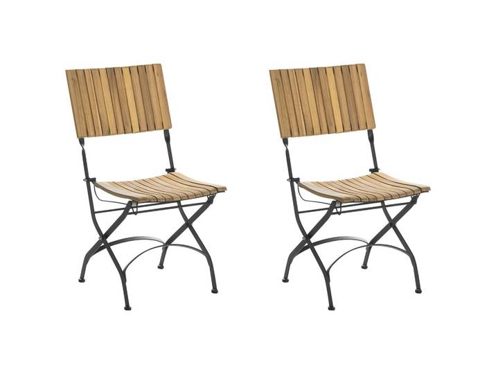 GARTENSTUHL 2er-Set ohne Armlehnen Akazienholz Hellbraun Lascari