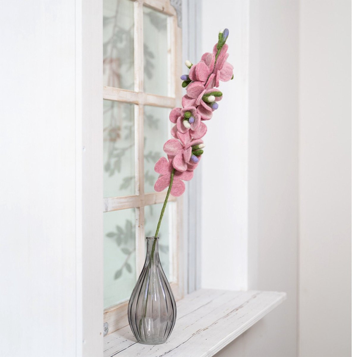 Homedeco Fairtrade Vilt Bloem Ridderspoor Roze 60cm