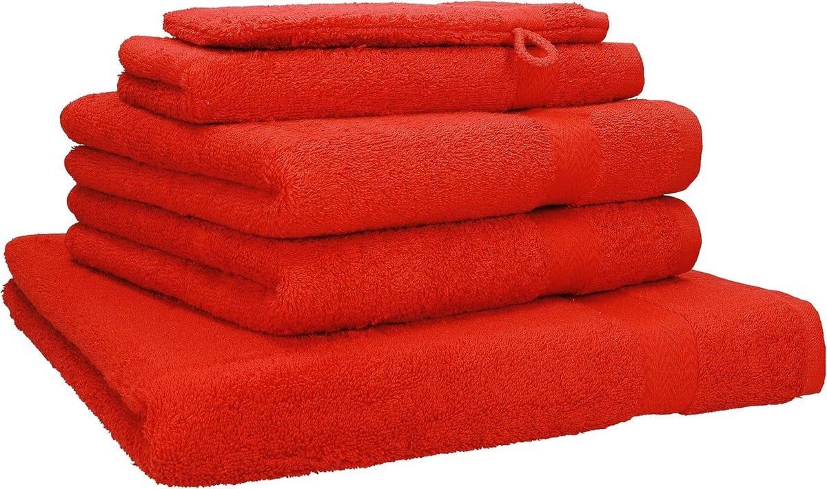 5-delige luxe badkamer textiel set van 100% katoen in het rood