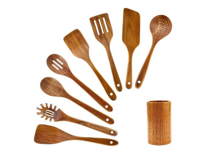LuxusKollektion Küchenspachtel Kochutensilien-Set Holz 9-teilig Akazie
