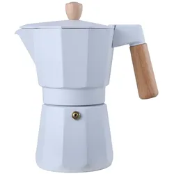 BERGNER Naturally - Kaffeemaschine für 6 Tassen aus weißem Aluminium mit Holzgriff