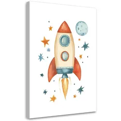 LEINWANDBILD Bunte Weltraumrakete 40x60cm