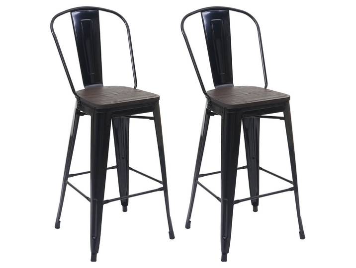 Jamb Barhocker Metall Schwarz 2er Set-Set, Holz, 50x117x45 cm, Esszimmer, Barmöbel, Barhocker