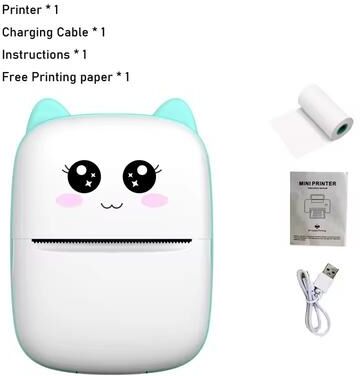 Youfap Market Mini Cat Portable Thermal Printer, Wireless Bluetooth Printer For Photos And Labels blue