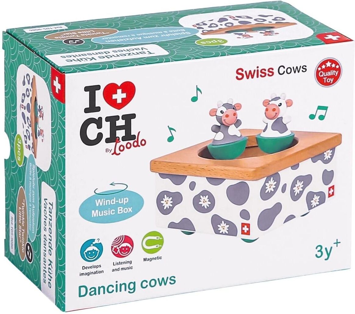 Lernspielzeug SPIELBA "Musikdose Kuh", Kinder, bunt (mehrfarbig), Holz, Lernspielzeug Lernspielzeug, Aufziehbare Musikdose mit herziger Kuh-Figur aus Holz mehrfarbig Einheitsgröße