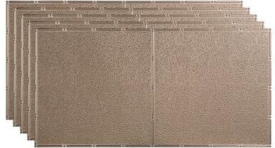 Fasade FASÄDE Border Fill Decorative Vinyl 2ft x 4ft Glue Up Ceiling Panel in Brushed Nickel (5 Pack)