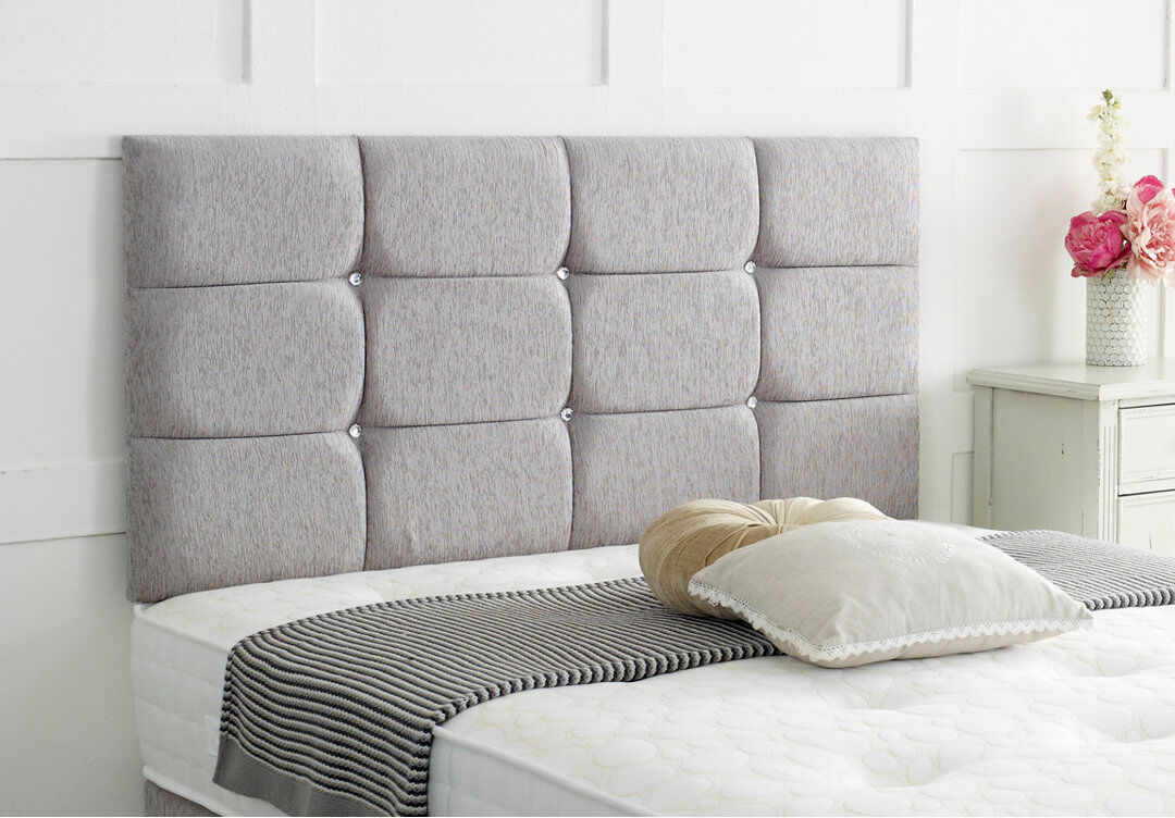 17 Stories Upholstered Chenille Headboard Light Grey Double (4'6)