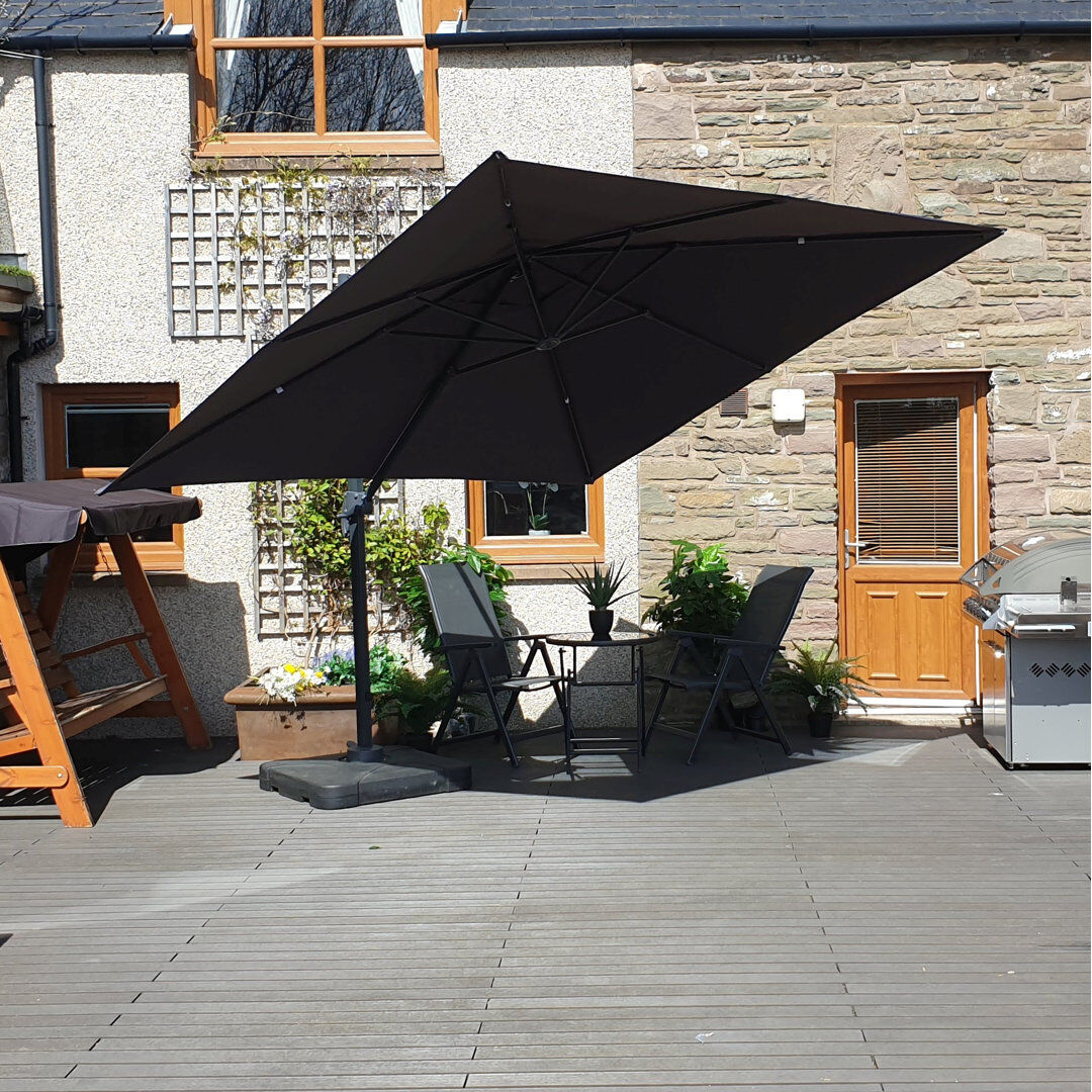 Freeport Park Jenifer 300 cm W X 300 cm D Square Tilt Cantilever Parasol with Crank Lift 300cm W X 300cm D