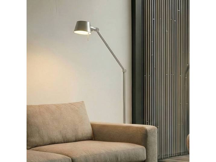 Stehlampe Silka Lucande, alu / grau / zink, für Arbeitszimmer / Büro, Metall, Modern