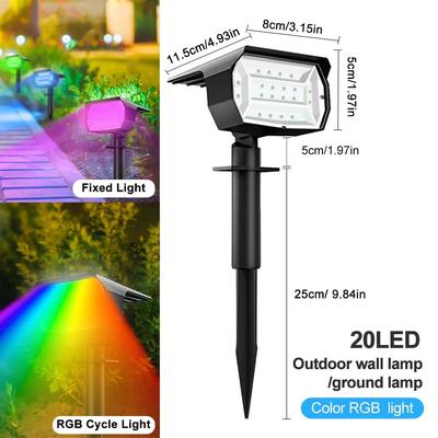 Inspired Finds SolarGlow RGB Outdoor Spotlight 37 LED Waterproof Landscape Wall Light 20led Rgb