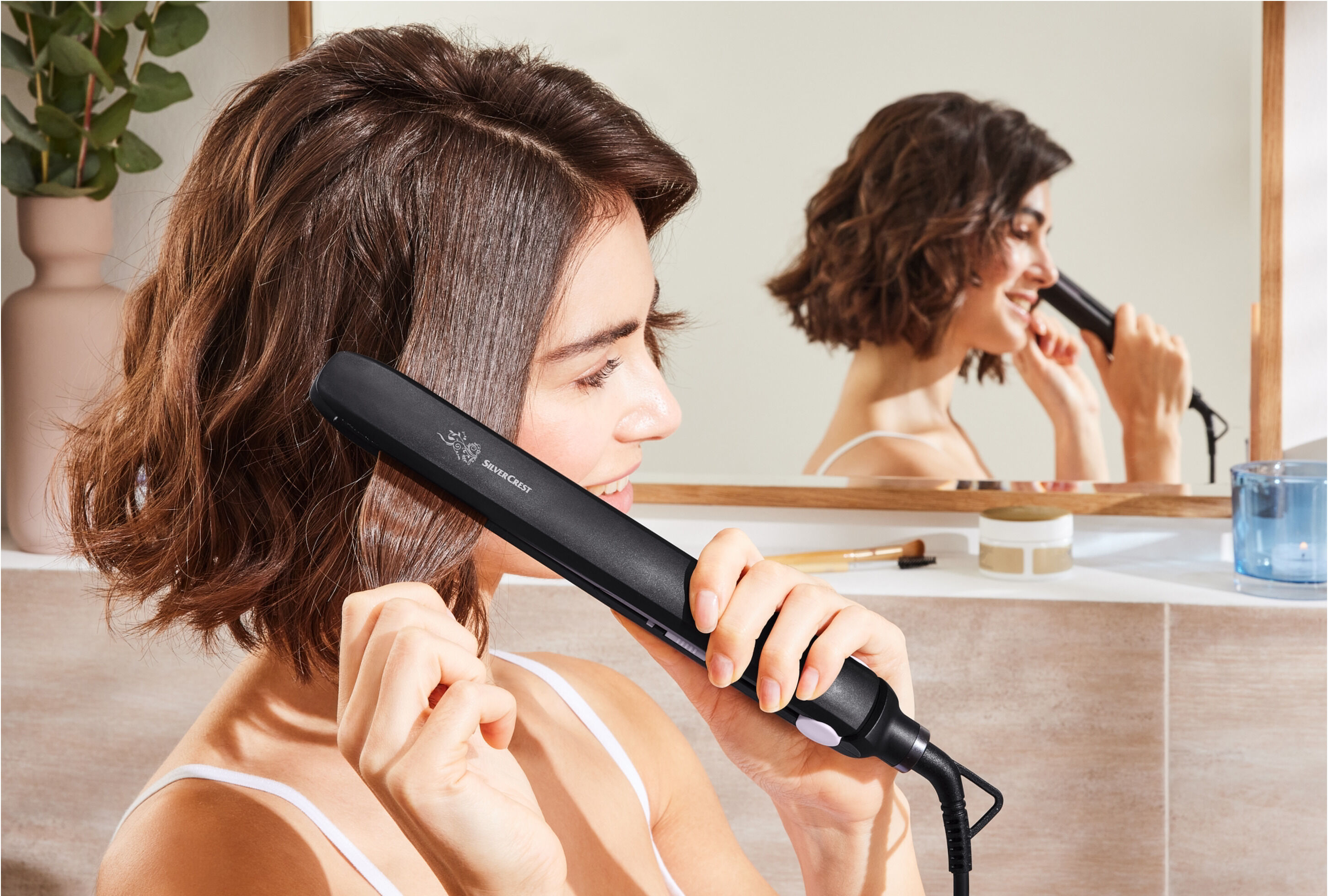 SILVERCREST® PERSONAL CARE Glätteisen / Lockenstab / Konischer Lockenstab, mit 360°-drehbares Kabel