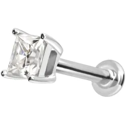 14 Karat Gold Labret mit Innengewinde MOISSANIT-QUADRAT