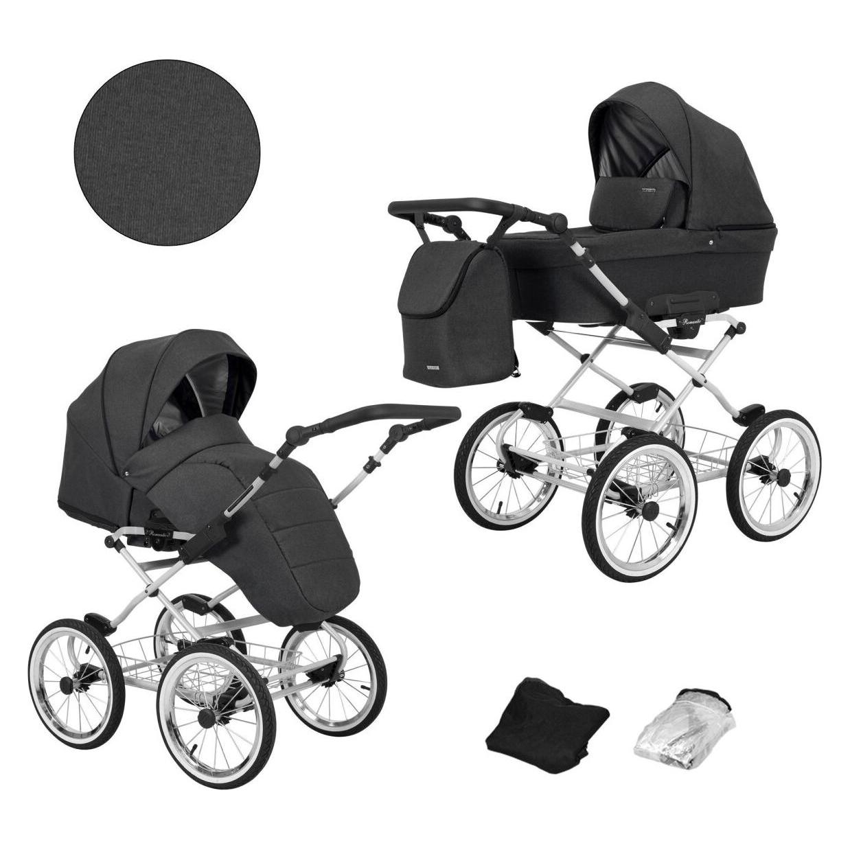 Kunert Romantic 2in1 Kinderwagen in Anthrazit mit Luftreifen und grauem Rahmen (65280509)