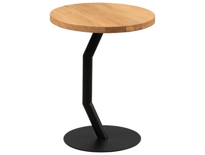 Beistelltisch, Schwarz, Wildeiche, Holz, Metall, Wildeiche, rund, Bodenplatte, 35x45x35 cm, einfacher Aufbau, Wohnzimmer, Wohnzimmertische, Beistelltische, Beistelltische Metall